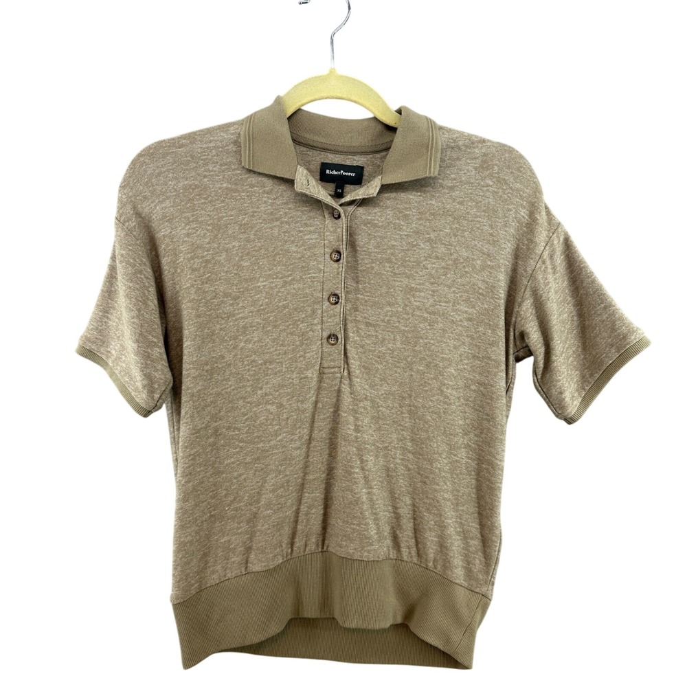 Richer Poorer Polo Shirt Knit Top Button Up Short Sleeve Casua Ladie's XS